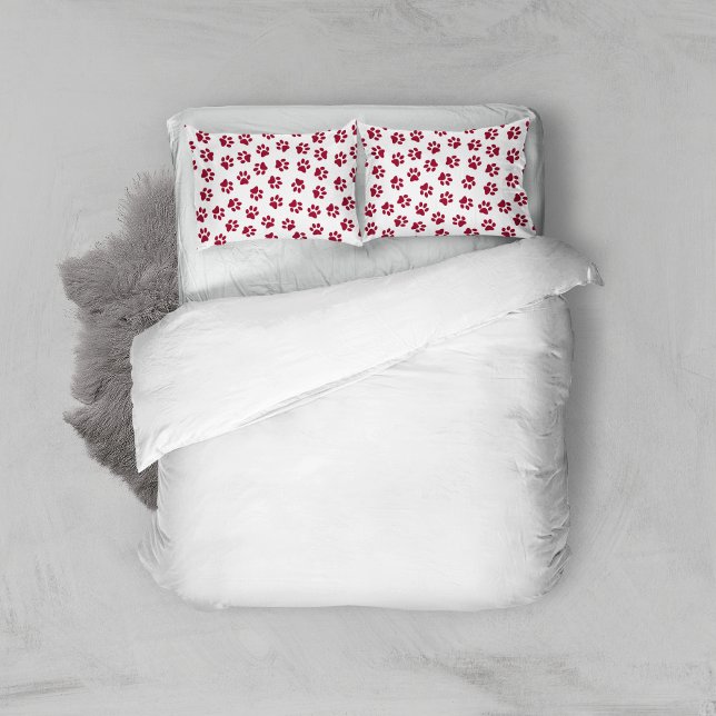 Pattern Of Paws, Dog Paws, Burgundy Paws Pillowcase (Creator Uploaded)