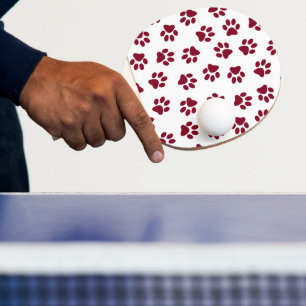 Pattern Of Paws, Dog Paws, Burgundy Paws Ping Pong Paddle