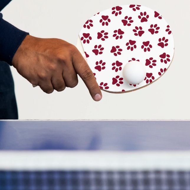 Pattern Of Paws, Dog Paws, Burgundy Paws Ping Pong Paddle (Insitu)