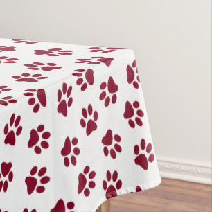 Pattern Of Paws, Dog Paws, Burgundy Paws Tablecloth
