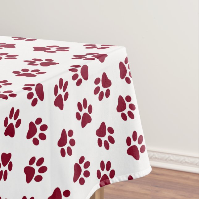 Pattern Of Paws, Dog Paws, Burgundy Paws Tablecloth (In Situ)