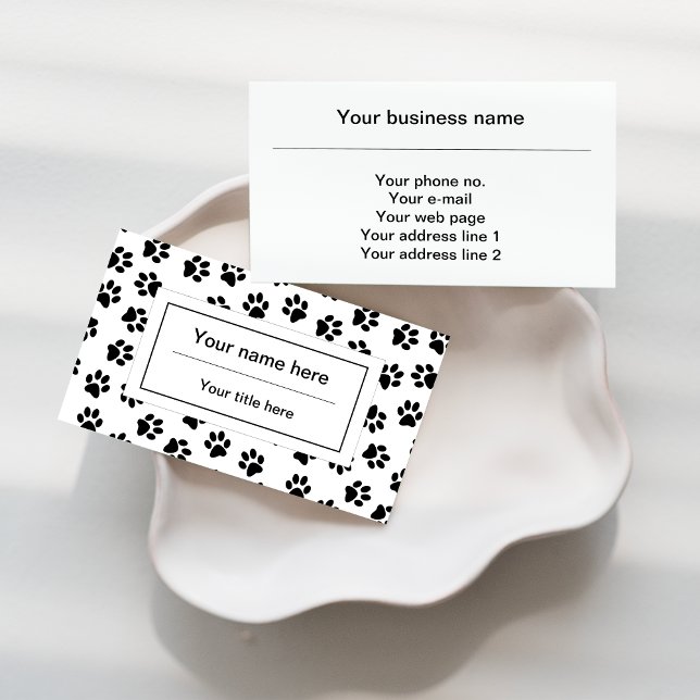 Pattern Of Paws, Dog Paws, Cat Paws, Black Paws Business Card (Creator Uploaded)