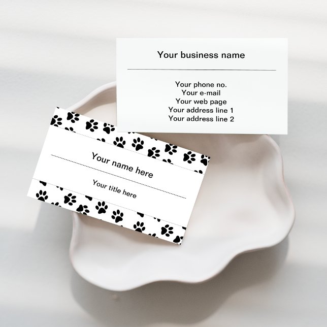 Pattern Of Paws, Dog Paws, Cat Paws, Black Paws Business Card (Creator Uploaded)