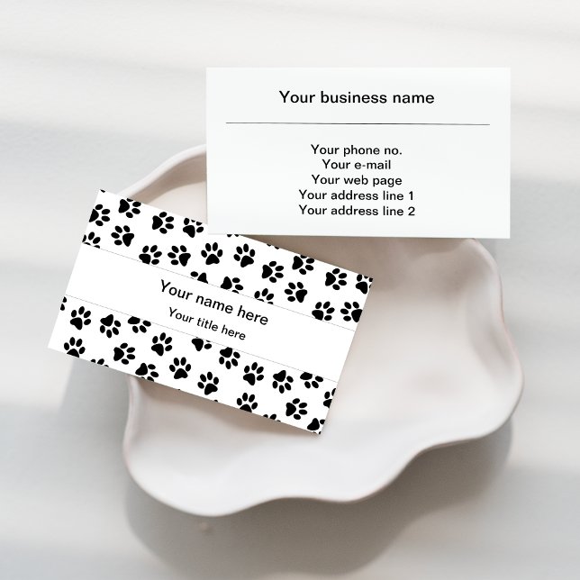 Pattern Of Paws, Dog Paws, Cat Paws, Black Paws Business Card (Creator Uploaded)