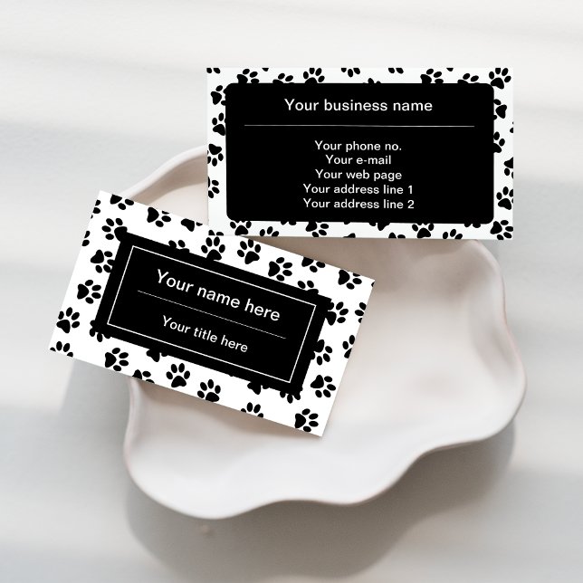 Pattern Of Paws, Dog Paws, Cat Paws, Black Paws Business Card (Creator Uploaded)