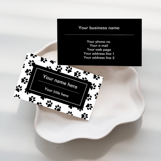Pattern Of Paws, Dog Paws, Cat Paws, Black Paws Business Card (Creator Uploaded)