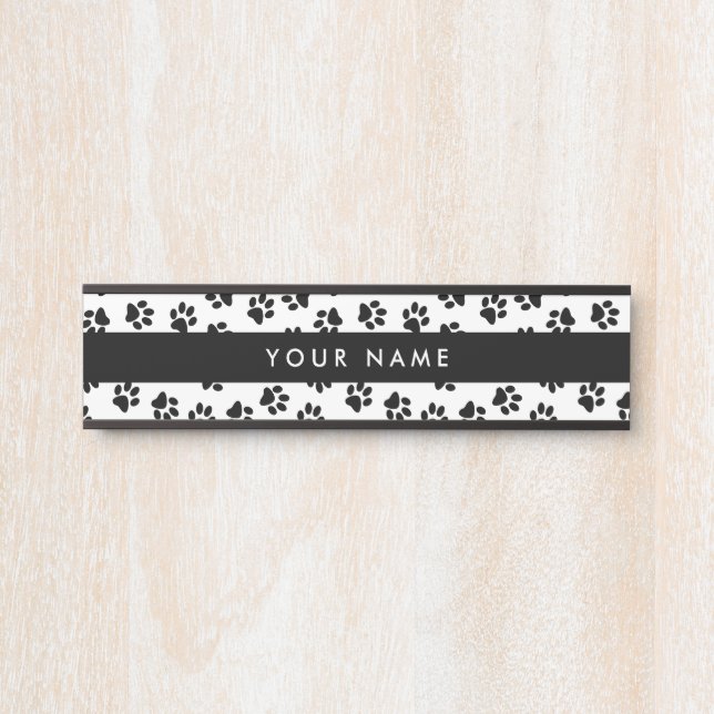 Pattern Of Paws, Dog Paws, Cat Paws, Black Paws Door Sign (Front)