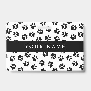 Pattern Of Paws, Dog Paws, Cat Paws, Black Paws ID Badge