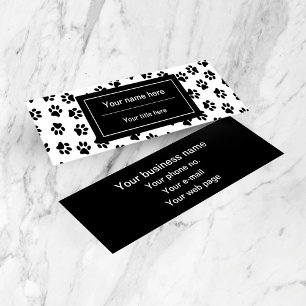 Pattern Of Paws, Dog Paws, Cat Paws, Black Paws Mini Business Card