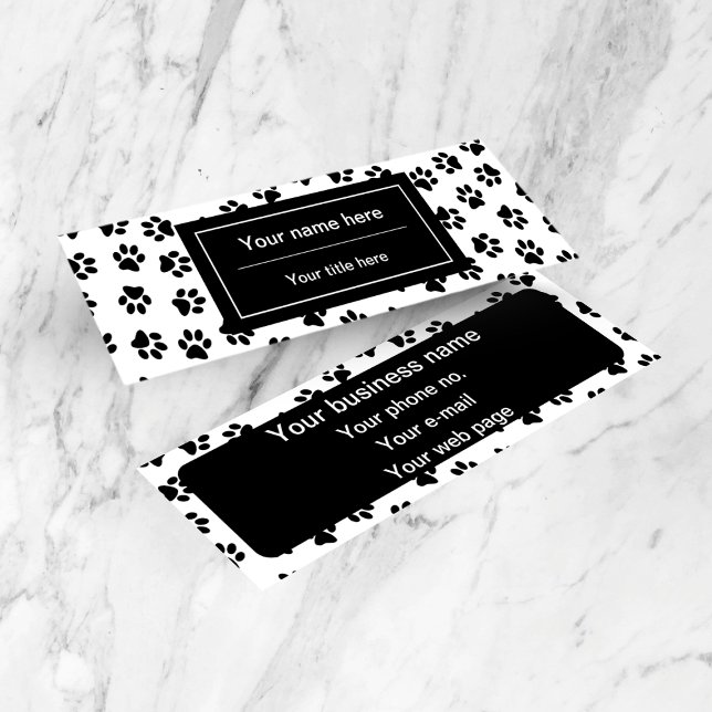 Pattern Of Paws, Dog Paws, Cat Paws, Black Paws Mini Business Card (Creator Uploaded)