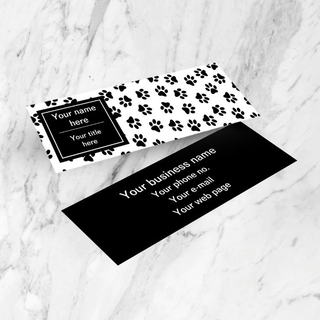 Pattern Of Paws, Dog Paws, Cat Paws, Black Paws Mini Business Card (Creator Uploaded)