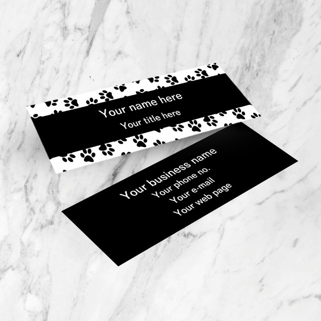 Pattern Of Paws, Dog Paws, Cat Paws, Black Paws Mini Business Card (Creator Uploaded)