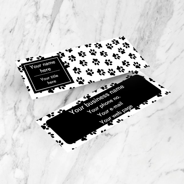 Pattern Of Paws, Dog Paws, Cat Paws, Black Paws Mini Business Card (Creator Uploaded)