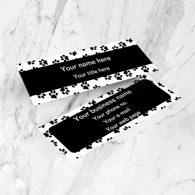 Pattern Of Paws, Dog Paws, Cat Paws, Black Paws Mini Business Card (Creator Uploaded)
