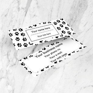 Pattern Of Paws, Dog Paws, Cat Paws, Black Paws Mini Business Card