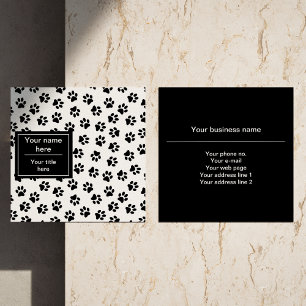 Pattern Of Paws, Dog Paws, Cat Paws, Black Paws Square Business Card