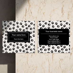 Pattern Of Paws, Dog Paws, Cat Paws, Black Paws Square Business Card