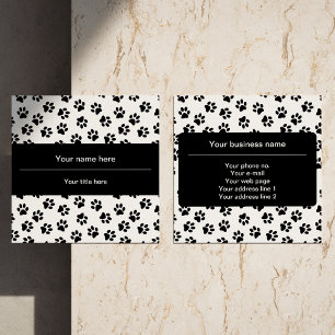 Pattern Of Paws, Dog Paws, Cat Paws, Black Paws Square Business Card