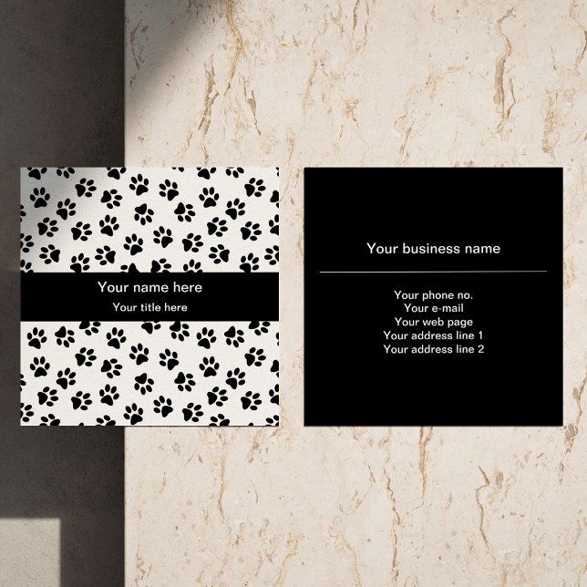 Pattern Of Paws, Dog Paws, Cat Paws, Black Paws Square Business Card (Creator Uploaded)