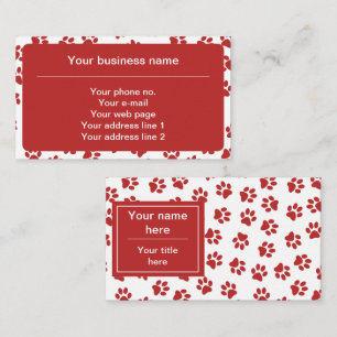Pattern Of Paws, Dog Paws, Cat Paws, Red Paws Business Card