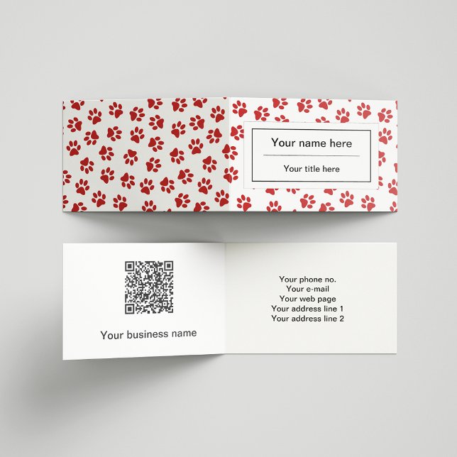 Pattern Of Paws, Dog Paws, Cat Paws, Red Paws Business Card (Creator Uploaded)