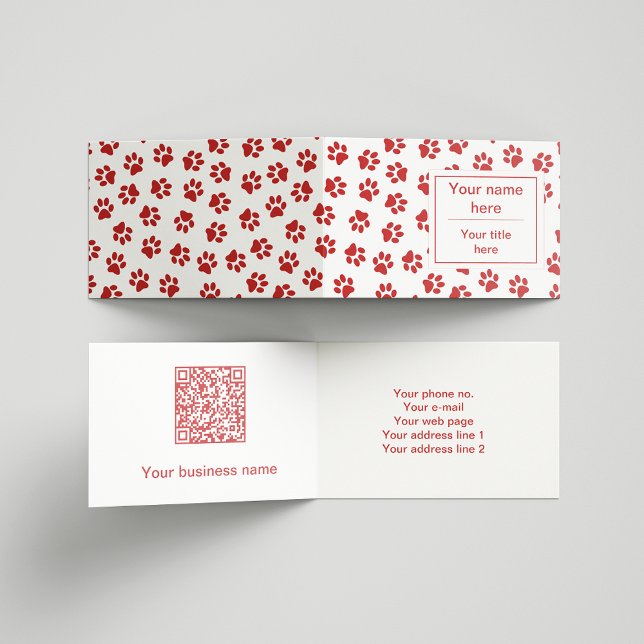 Pattern Of Paws, Dog Paws, Cat Paws, Red Paws Business Card (Creator Uploaded)