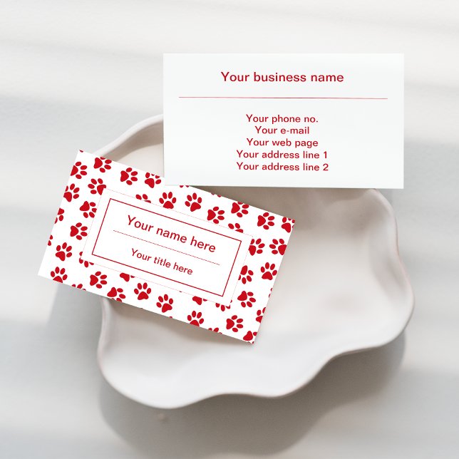 Pattern Of Paws, Dog Paws, Cat Paws, Red Paws Business Card (Creator Uploaded)