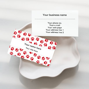 Pattern Of Paws, Dog Paws, Cat Paws, Red Paws Business Card