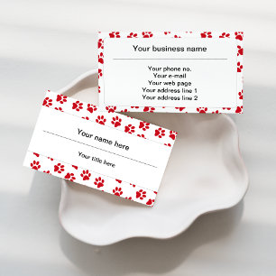 Pattern Of Paws, Dog Paws, Cat Paws, Red Paws Business Card