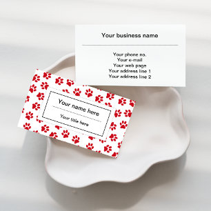 Pattern Of Paws, Dog Paws, Cat Paws, Red Paws Business Card