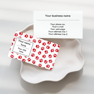 Pattern Of Paws, Dog Paws, Cat Paws, Red Paws Business Card