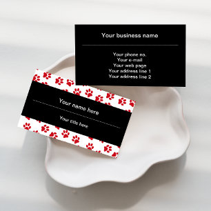 Pattern Of Paws, Dog Paws, Cat Paws, Red Paws Business Card