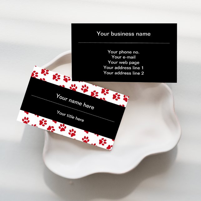 Pattern Of Paws, Dog Paws, Cat Paws, Red Paws Business Card (Creator Uploaded)