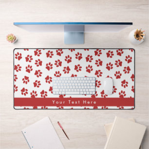 Pattern Of Paws, Dog Paws, Cat Paws, Red Paws Desk Mat