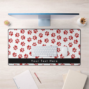 Pattern Of Paws, Dog Paws, Cat Paws, Red Paws Desk Mat