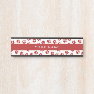 Pattern Of Paws, Dog Paws, Cat Paws, Red Paws Door Sign