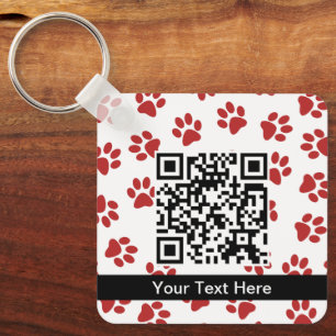 Pattern Of Paws, Dog Paws, Cat Paws, Red Paws Key Ring
