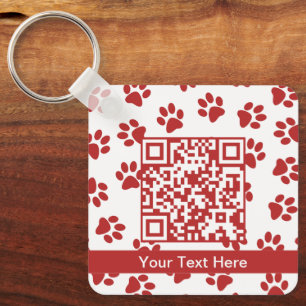 Pattern Of Paws, Dog Paws, Cat Paws, Red Paws Key Ring