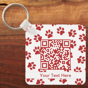Pattern Of Paws, Dog Paws, Cat Paws, Red Paws Key Ring