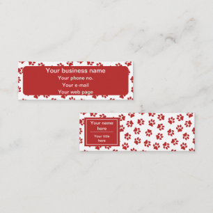 Pattern Of Paws, Dog Paws, Cat Paws, Red Paws Mini Business Card