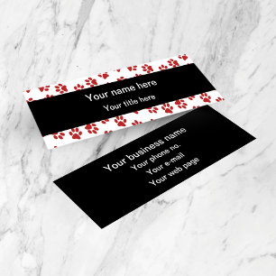 Pattern Of Paws, Dog Paws, Cat Paws, Red Paws Mini Business Card