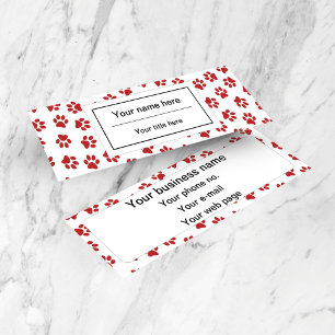 Pattern Of Paws, Dog Paws, Cat Paws, Red Paws Mini Business Card
