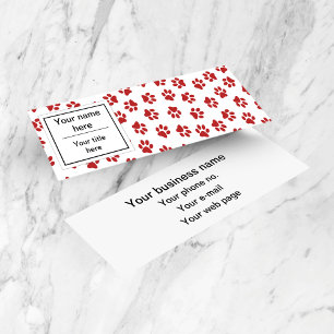 Pattern Of Paws, Dog Paws, Cat Paws, Red Paws Mini Business Card