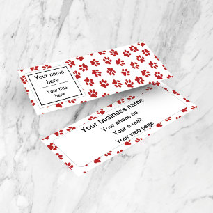 Pattern Of Paws, Dog Paws, Cat Paws, Red Paws Mini Business Card
