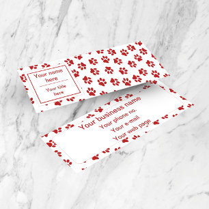 Pattern Of Paws, Dog Paws, Cat Paws, Red Paws Mini Business Card