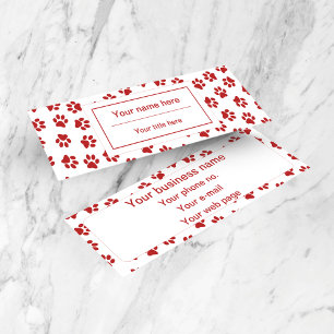 Pattern Of Paws, Dog Paws, Cat Paws, Red Paws Mini Business Card