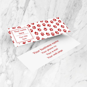 Pattern Of Paws, Dog Paws, Cat Paws, Red Paws Mini Business Card