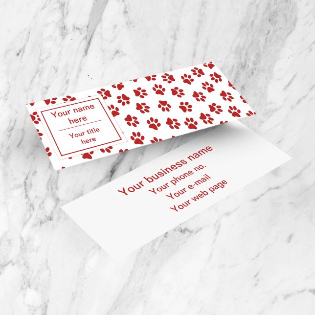 Pattern Of Paws, Dog Paws, Cat Paws, Red Paws Mini Business Card (Creator Uploaded)