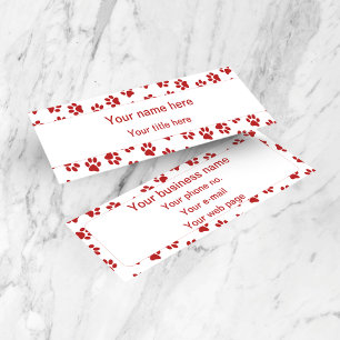 Pattern Of Paws, Dog Paws, Cat Paws, Red Paws Mini Business Card