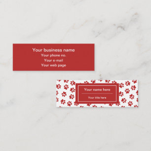 Pattern Of Paws, Dog Paws, Cat Paws, Red Paws Mini Business Card